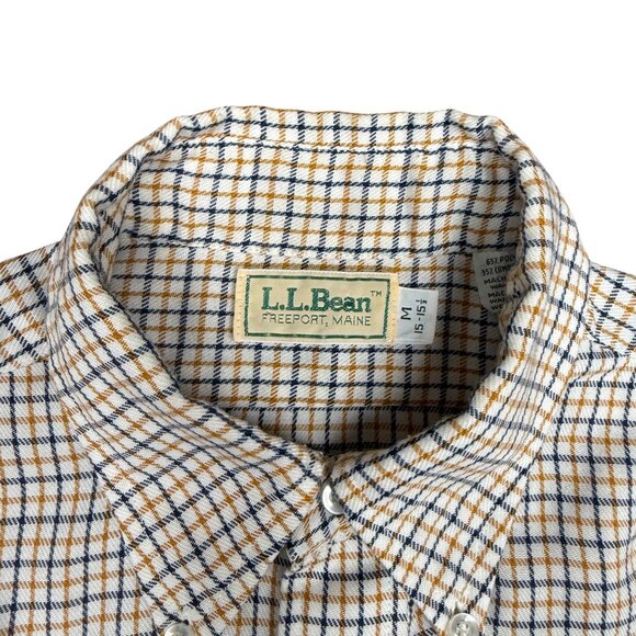 VINTAGE Men's L.L. BEAN Soft Plaid Button Down Shirt | Size M 15-15.5 - Picture 3 of 7
